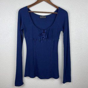Vtg Guess Babydoll Top Women's Size L Blue Fairy Y2K 90s Bella Swan Inspired